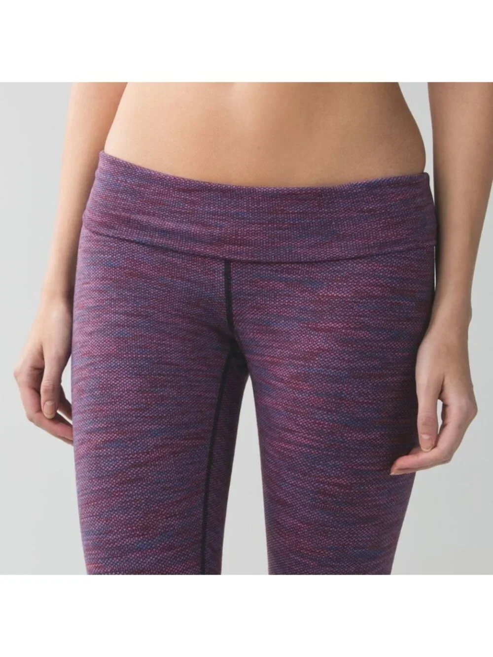 Lululemon Wunder Under Crop II (Roll Down)Diamond Jacquard Space Dye Naval Blu